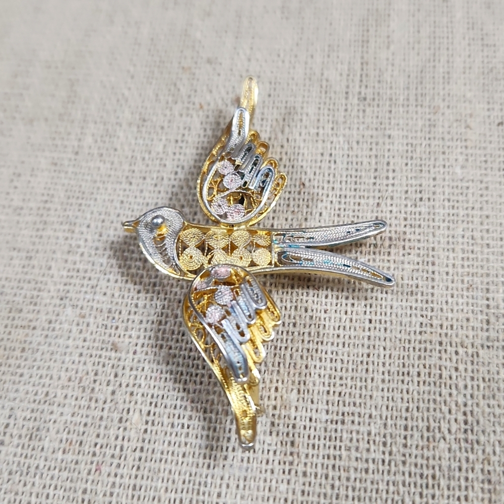 Two Toned European Silver Pin Marked 800
